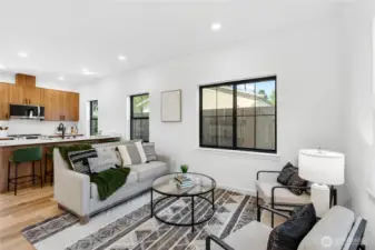 Open Concept Living Area with Kitchen bar seating