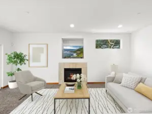 Living room virtually staged.