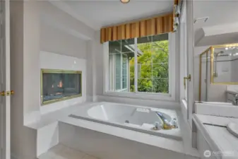 Jetted tub in the master bathroom