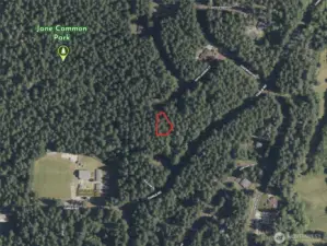 Overhead view with approximate boundaries in red.