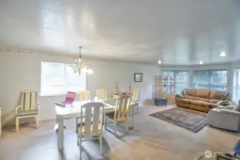Dining area and cozy living room seating area.