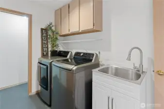 The main-level utility room is awesome with plenty of storage ~ washer & dryer stay!