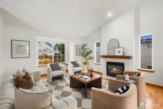 Spacious living room w/gas stove