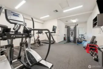 No need to keep workout equipment at home with this well-outfitted gym!