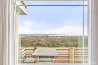 View to front deck & water from living room