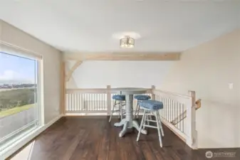 Loft area at top of stairs, with incredible water views