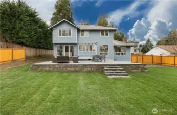 pancake flat lot with fully fenced yard