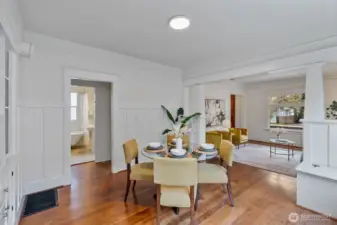 Go through dining to bedrooms and bathroom