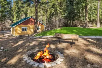 Outdoor firepit for roasting hot dogs and marshmallows all summer long...