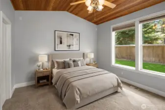 Virtually staged primary suite