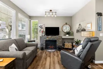 Whether you're binge-watching your favorite show or catching up with a friend, this living room nails that comfy, lived-in feel—with updated finishes and loads of natural light.