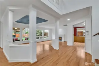 Thanks to the ample number of windows, natural light flows throughout the main floor.