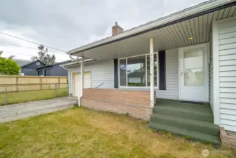 Vinyl siding, covered front porch