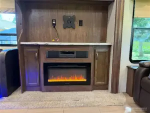 Fireplace and hook ups for TV.