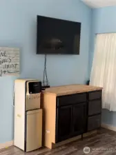 Cabinets and TV. Owners did have a refrigerator which you could easily add.
