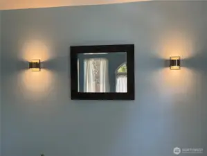 Decorative lighting on the north wall.