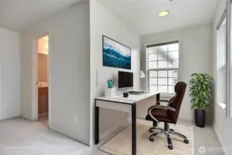 Primary suite nook is perfect for an office area or reading nook.