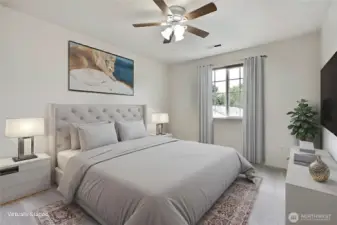 Bedroom 2 with ceiling fan.