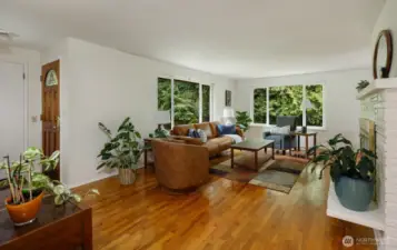 Living Room view of Large Picture Windows