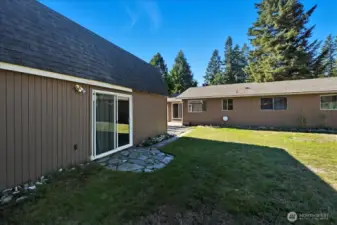 Looking back towards the home, with "Great Room" to the left.
