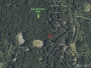 Overhead view with approximate boundaries in red.