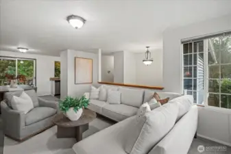 This inviting space is warm and cozy, yet large enough for all to gather in.