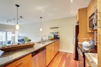 An alternate view of the kitchen.