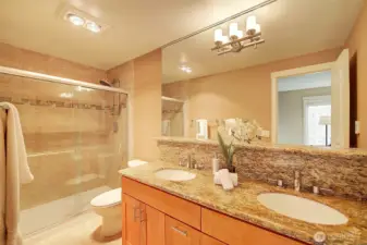 The primary bathroom with heated floors.