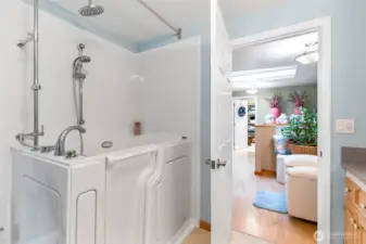 Walk-in tub/shower. It could be removed to make this an ensuite primary bath.