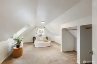 Upstairs, you’ll find 3 spacious bedrooms with plenty of closets, and enticing architectural lines.