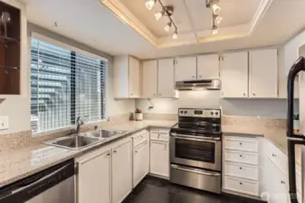 Bright kitchen with pass through bar
