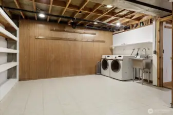 Laundry and pantry space.