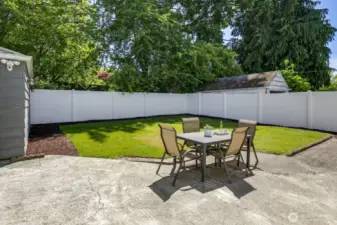 Fully fenced backyard to keep Fido in the yard and have a little privacy.
