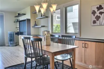 The dining area is spacious and flexible.