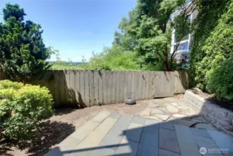 A private west-facing patio.