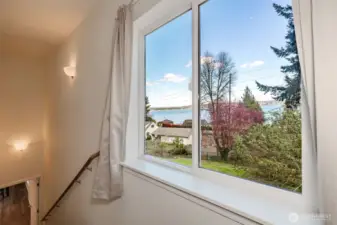 Water views from the upstairs bedroom view window.