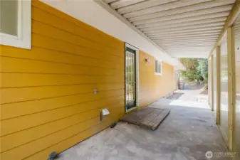 Your covered back door coming from the dining room