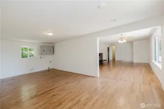 Family room looking back at the great room area
