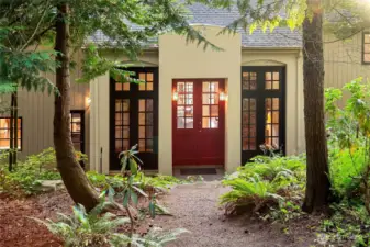Natural landscape with native plants and multi zone irrigation system for over 150 Rhododendron varieties.