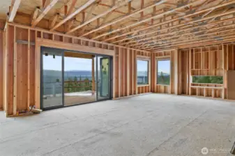 Looking at the deck from the kitchen