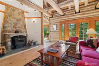 Carbon River rock wood stove surround.