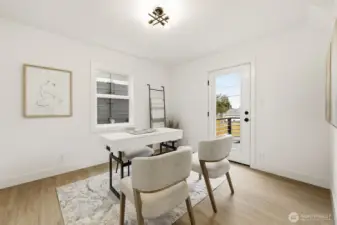 2nd bedroom on main floor. Door leads to fabulous backyard.