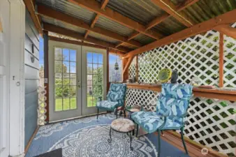 Covered and enclosed private front porch