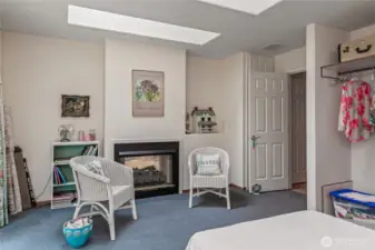 spare bedroom has a gas fireplace.