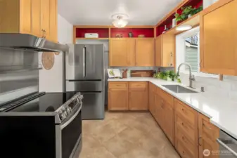 Tons of storage and plenty of space to move around in this incredible kitchen!