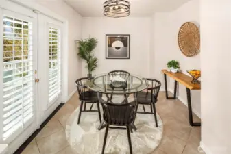 The bright eating space is wonderful for daily dining.