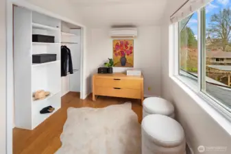 Mini split keeps things cool and primary closet is spacious!