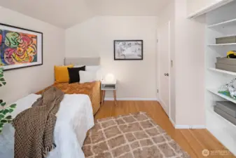 Second bedroom has wonderful eastern light and a large closet.