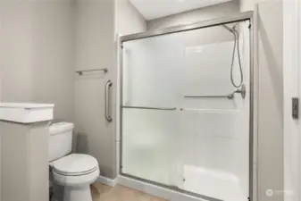 Main bath with large shower.
