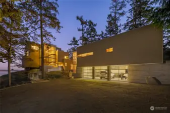 Home and guest house at dusk